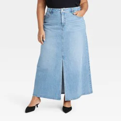 Women's Denim Maxi Skirt - Ava & Viv™ Medium Wash 17