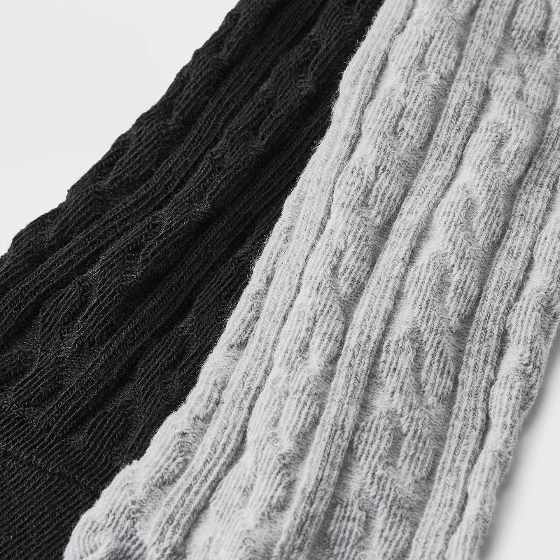 slide 3 of 3, Girls' 2pk Cotton Tights - Cat & Jack™ Black/Gray M: High Waisted Knit Hosiery, 2 ct