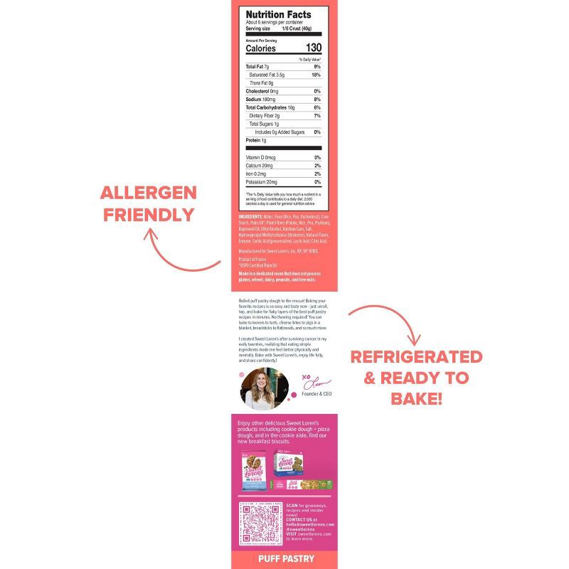 slide 5 of 9, Sweet Loren's Gluten Free Vegan Flaky Puff Pastry - 8.5oz, 8.5 oz