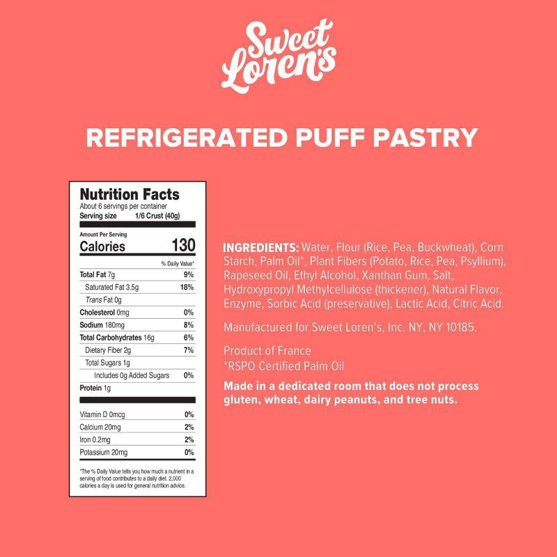 slide 9 of 9, Sweet Loren's Gluten Free Vegan Flaky Puff Pastry - 8.5oz, 8.5 oz