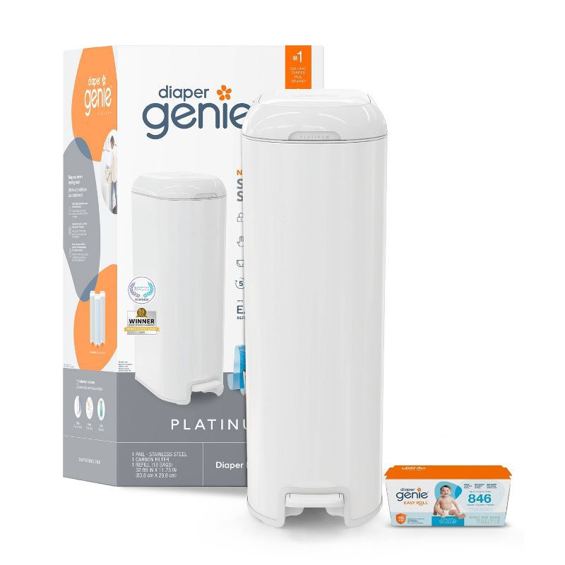 slide 1 of 18, Diaper Genie Platinum Pail - White, 1 ct