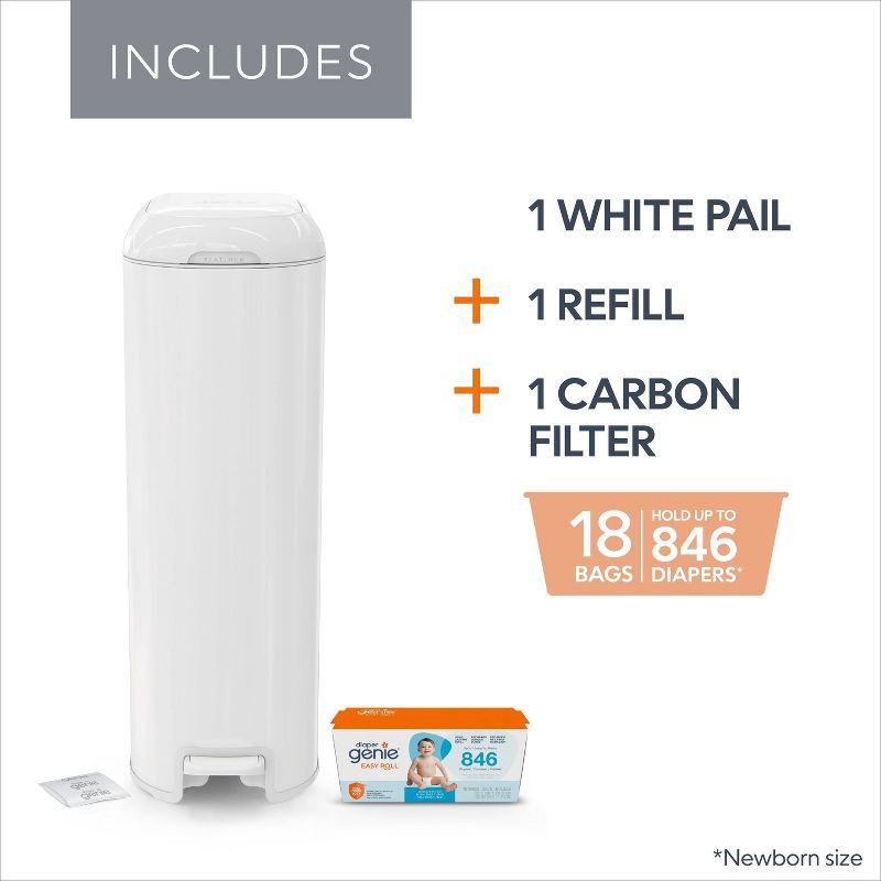slide 5 of 18, Diaper Genie Platinum Pail - White, 1 ct