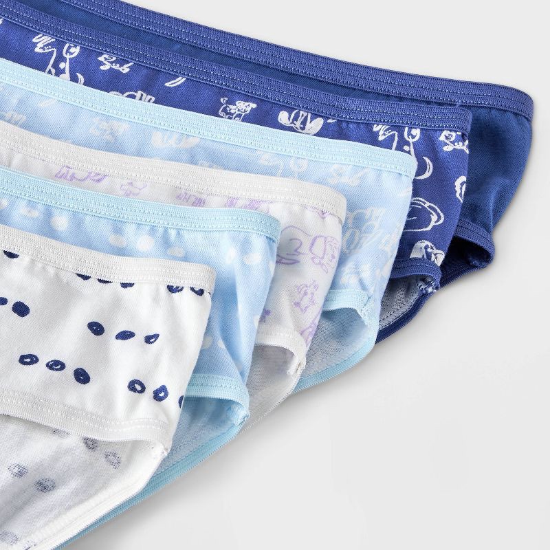 slide 4 of 4, Girls' 10pk 'Dogs' Cotton Hipster Underwear - Cat & Jack™ Violet/Blue/White 14: Mid Rise, Knit Fabric, 10 ct