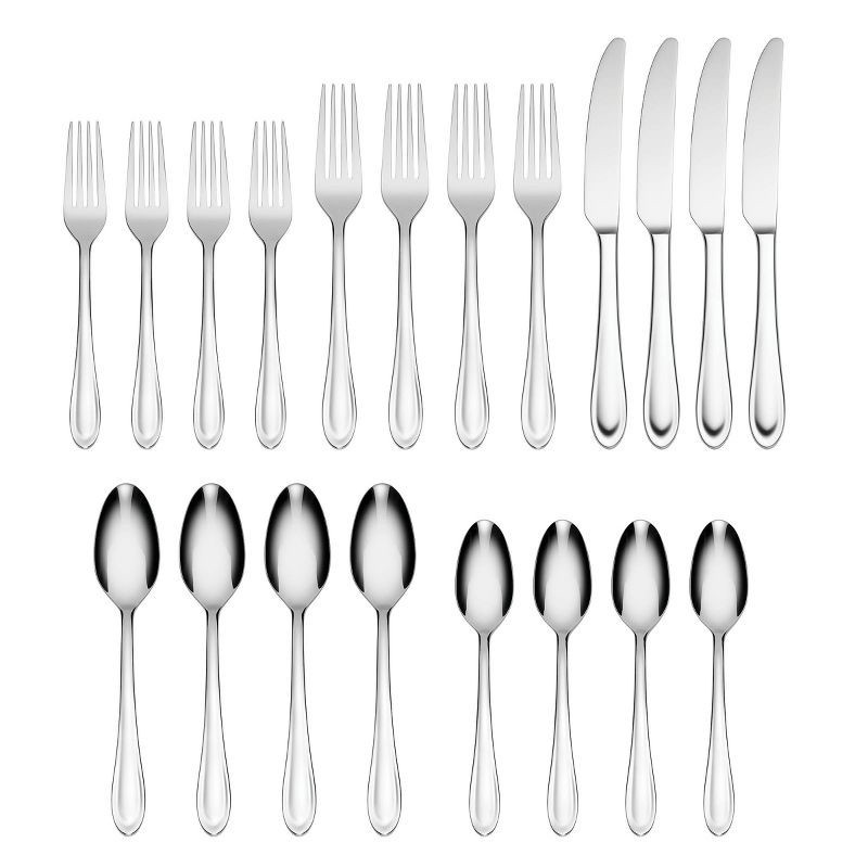 slide 3 of 6, Oneida 20pc Brynn Flatware Set Silver: Stainless Steel, Service for 4, Dishwasher-Safe, 18/0 Silverware, 20 ct