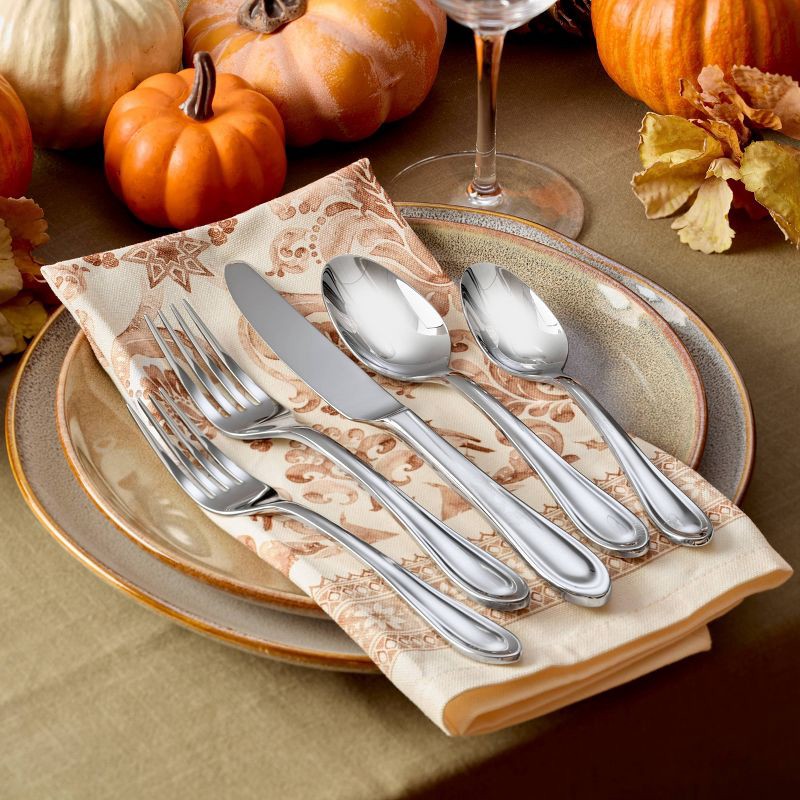 slide 4 of 4, Oneida 45pc Brynn Flatware Set Silver: Stainless Steel, Service for 8, Dishwasher-Safe, Includes Serving & Dinner Pieces, 45 ct