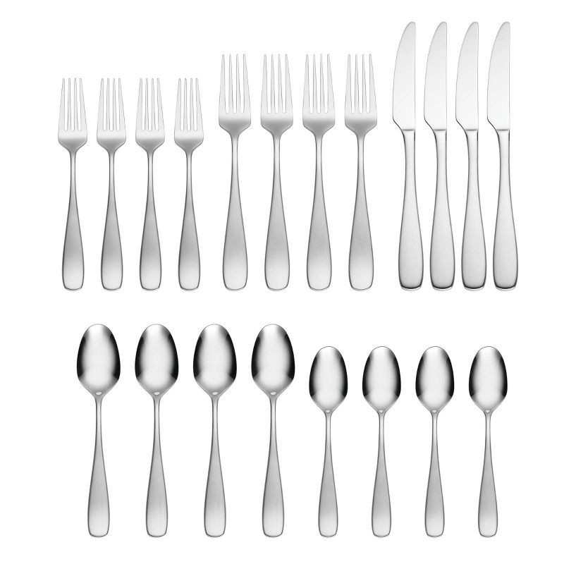 slide 3 of 6, Oneida 20pc Ainsley Flatware Set: Stainless Steel Silverware, Service for 4, Dishwasher-Safe, Transitional Style, 20 ct