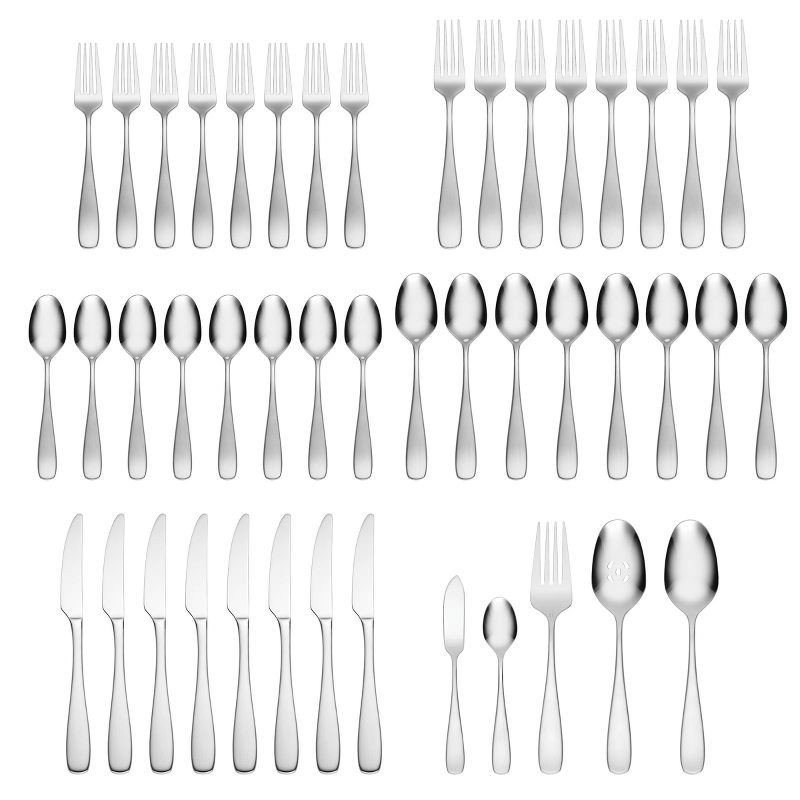 slide 3 of 7, Oneida 45pc Ainsley Flatware Set: Stainless Steel Silverware, Service for 8, Dishwasher-Safe, Includes Serving Utensils, 45 ct