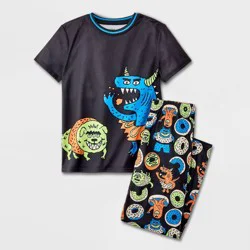 Boys' 2pc 'Monster' Short Sleeve Pajama Set - Cat & Jack™ Black S