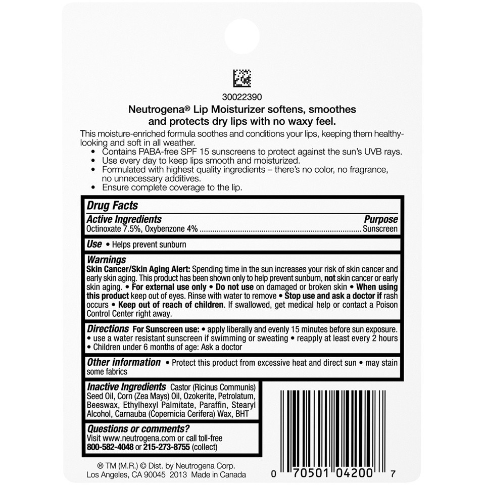 slide 3 of 6, Neutrogena Norwegian Formula Nourishing Lip Moisturizer with SPF 15 Sunscreen, Soothing and Conditioning for Chapped or Dry Lips, Non-Waxy, PABA- and Fragrance-Free,.15 oz, 0.15 oz