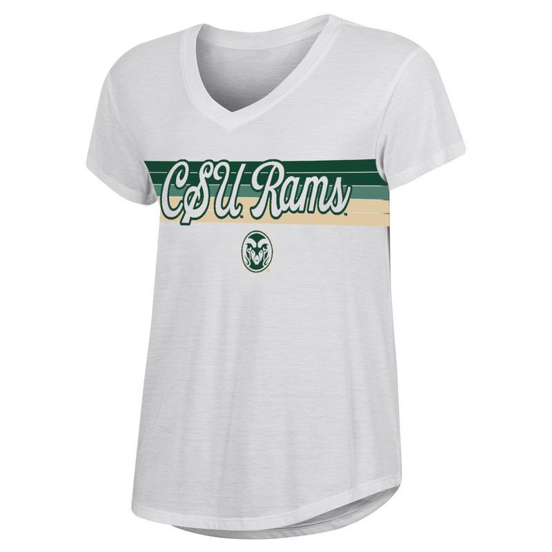 slide 1 of 3, NCAA Colorado State Rams Women's V Neck T-Shirt - XL: Solid Pattern, 1 ct