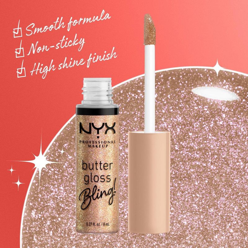 slide 3 of 9, NYX Professional Makeup Butter Gloss Bling Non Sticky Lip Gloss - 01 Bring the Bling - 0.27 fl oz, 0.27 fl oz