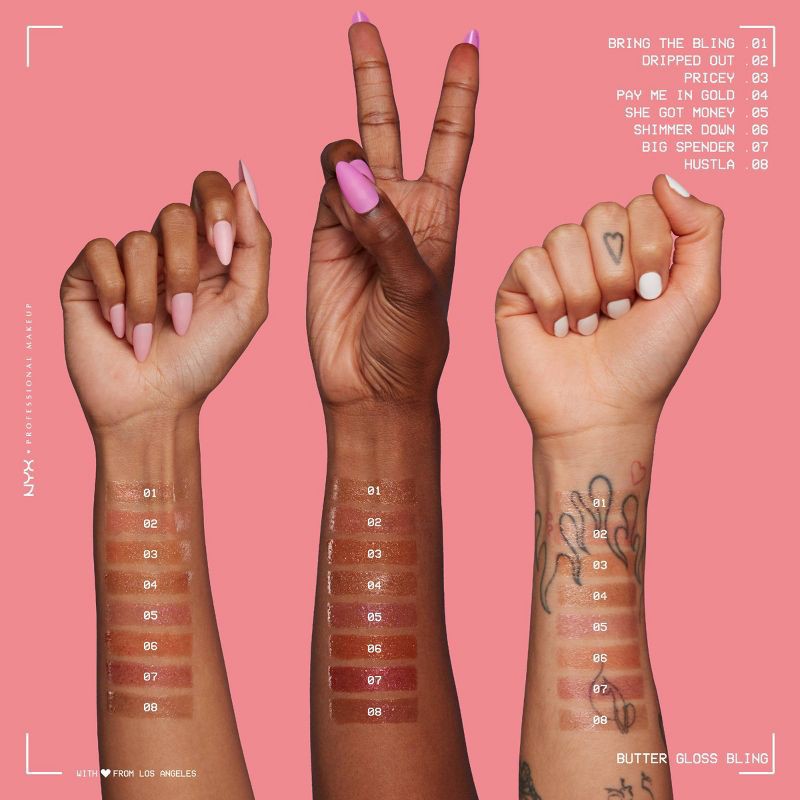 slide 7 of 9, NYX Professional Makeup Butter Gloss Bling Non Sticky Lip Gloss - 01 Bring the Bling - 0.27 fl oz, 0.27 fl oz