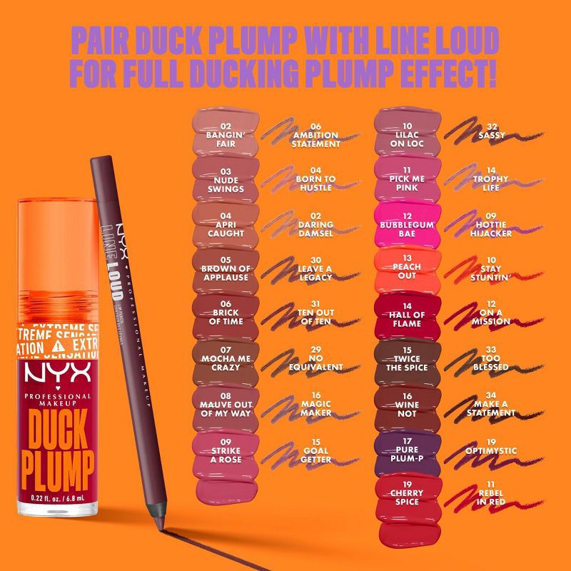 slide 7 of 8, NYX Professional Makeup Duck Plump High Pigment Plumping Lip Gloss - Hall Of Flame - 0.23 fl oz, 0.23 fl oz
