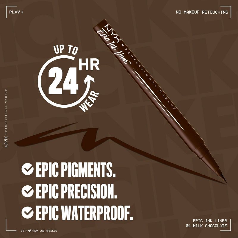 slide 4 of 9, NYX Professional Makeup Epic Ink Liner - Milk Chocolate - 0.02 fl oz, 0.02 fl oz