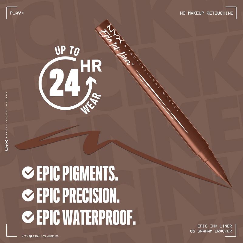 slide 4 of 9, NYX Professional Makeup Epic Ink Liner - Graham Cracker - 0.03 fl oz, 0.03 fl oz