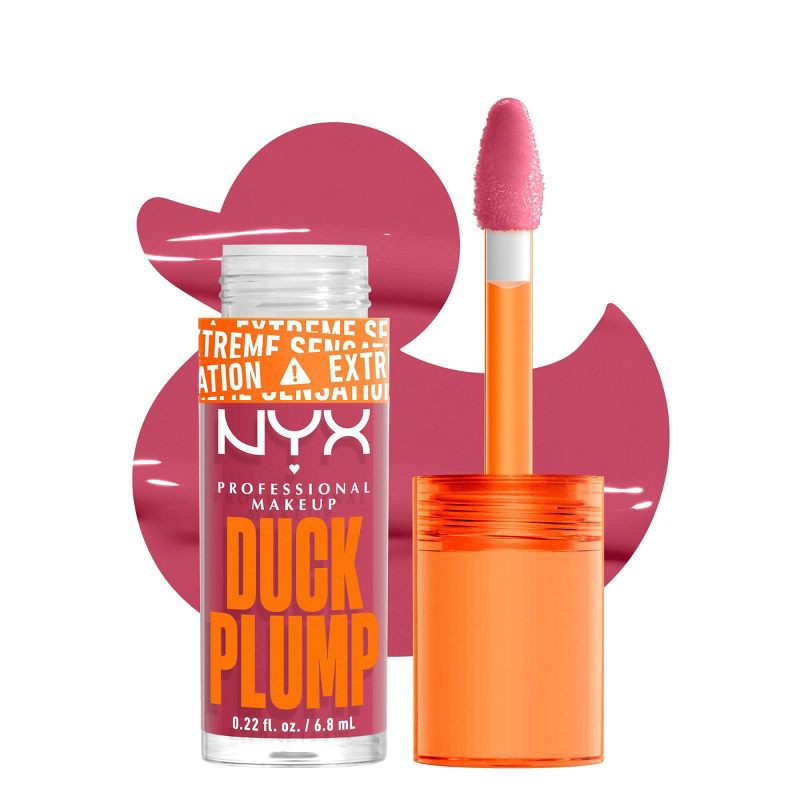 slide 1 of 8, NYX Professional Makeup Duck Plump High Pigment Plumping Lip Gloss - Strike a Rose - 0.23 fl oz, 0.23 fl oz