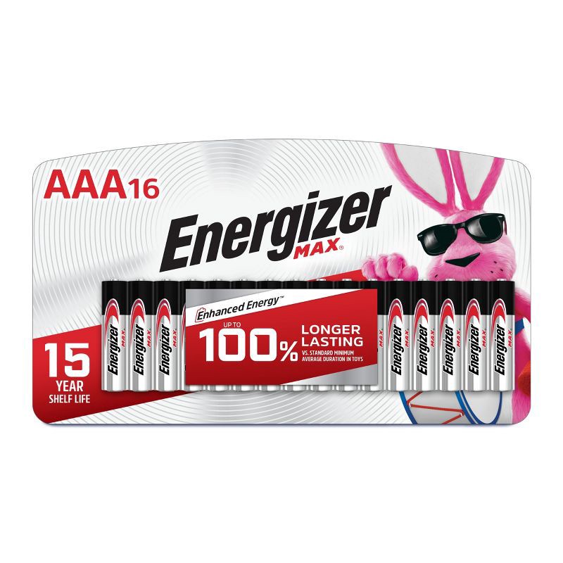 slide 1 of 9, Energizer MAX AAA Batteries 16pk - Alkaline Battery: Household Power, Non-Rechargeable, 16 ct
