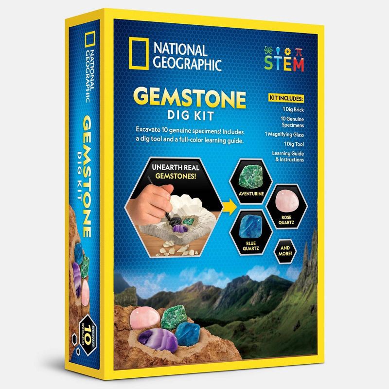 slide 2 of 4, National Geographic Gemstone Dig Kit: Educational Science & Geology Activity for Grades 1-9 with Instruction Guide, 1 ct