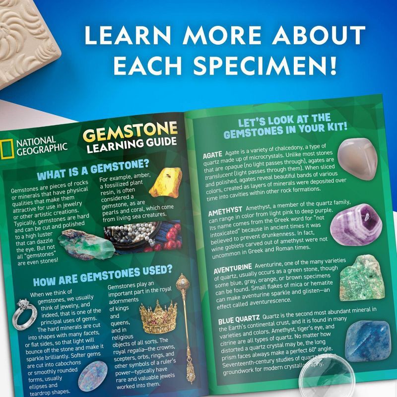 slide 4 of 4, National Geographic Gemstone Dig Kit: Educational Science & Geology Activity for Grades 1-9 with Instruction Guide, 1 ct