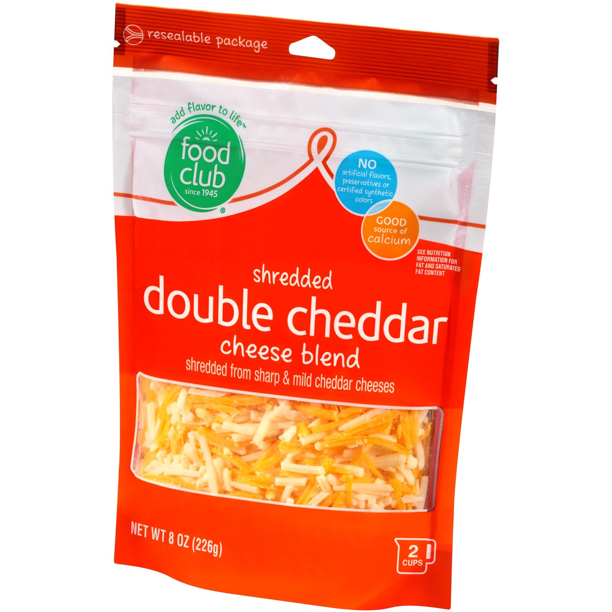 slide 5 of 14, Food Club Double Cheddar Cheese Blend Shredded Cheese 8 oz, 8 oz