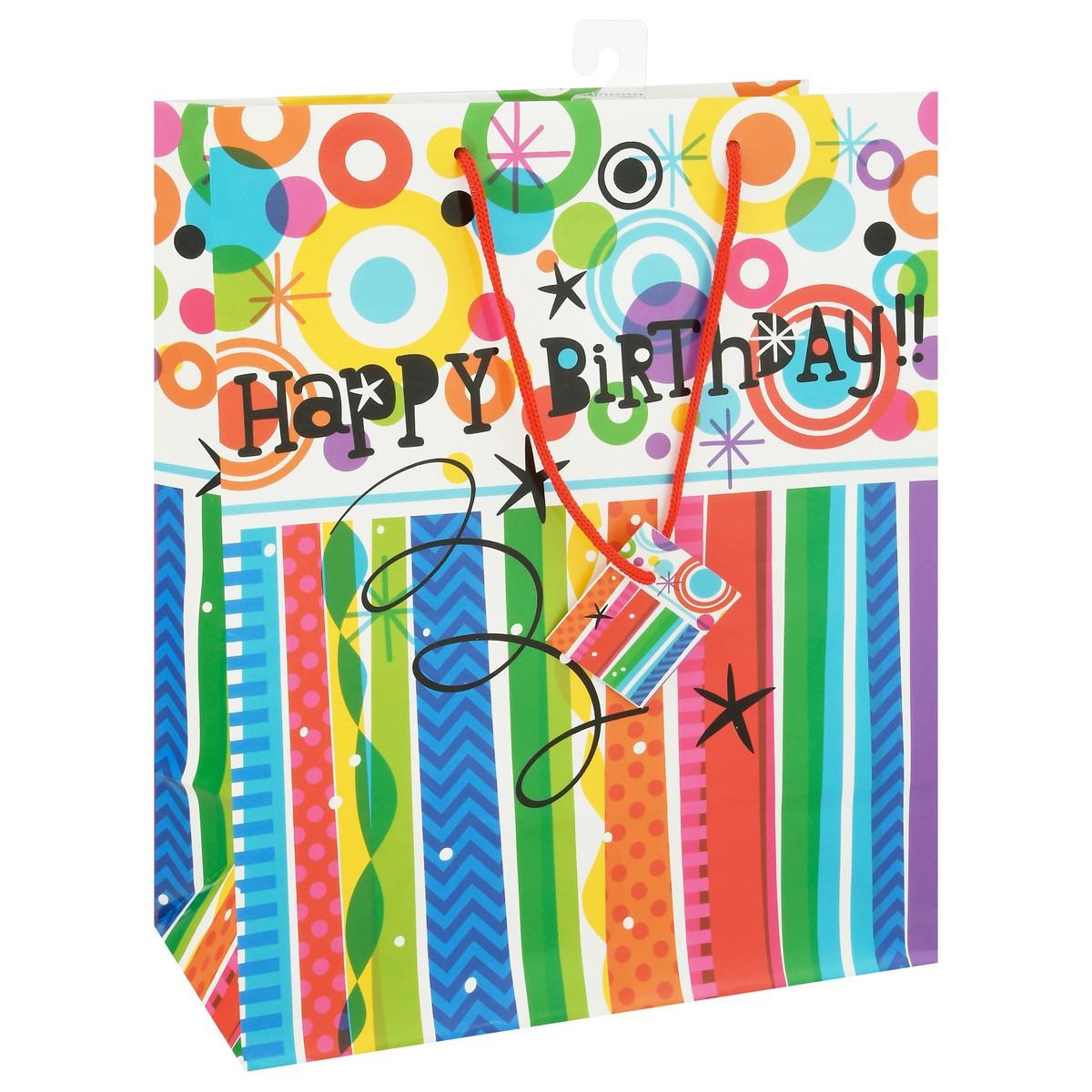 slide 4 of 9, Unique Mod Rainbow Happy Birthday Bag 1 ea, 1 ct