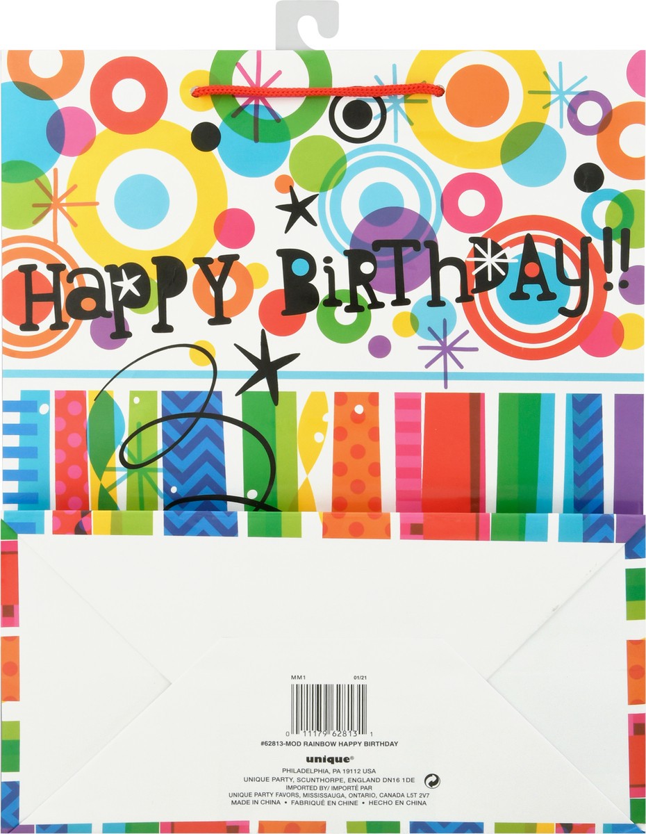 slide 6 of 9, Unique Mod Rainbow Happy Birthday Bag 1 ea, 1 ct