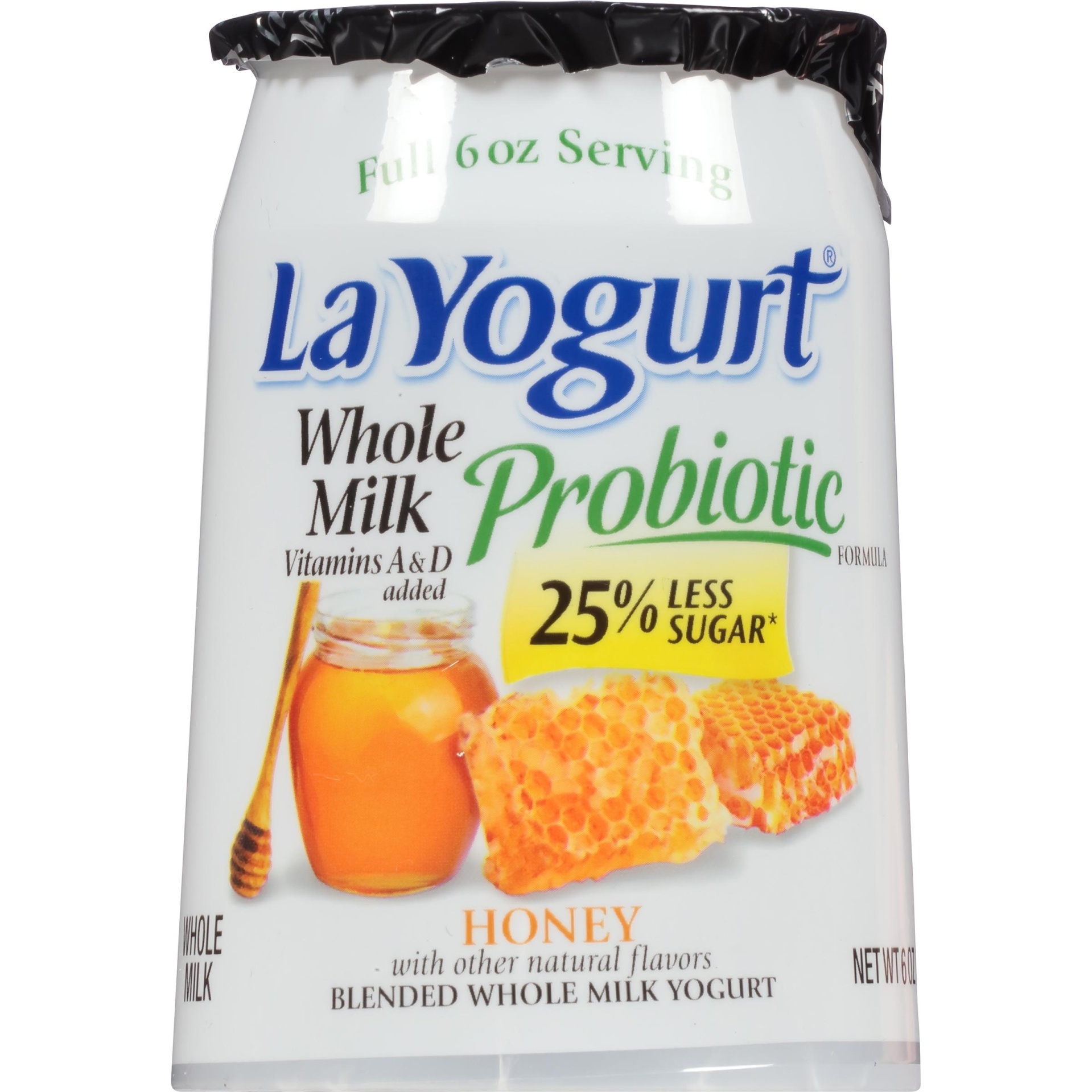 slide 1 of 1, La Yogurt Probiotic Honey Blended Whole Milk Yogurt, 6 oz