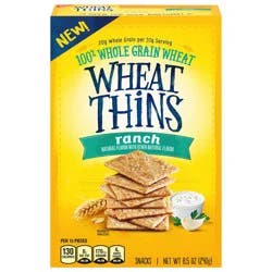 Wheat Thins Ranch Snacks, Whole Grain Wheat Crackers, Snack Crackers, 8.5 oz