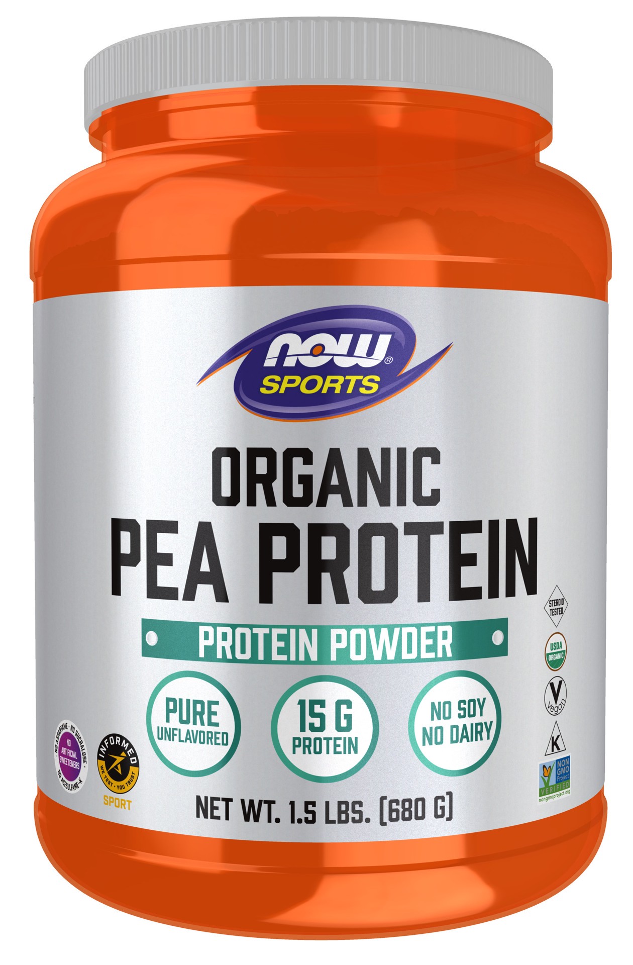 slide 1 of 5, NOW Foods Organic Pea Protein Powder Unflavored, 24 oz