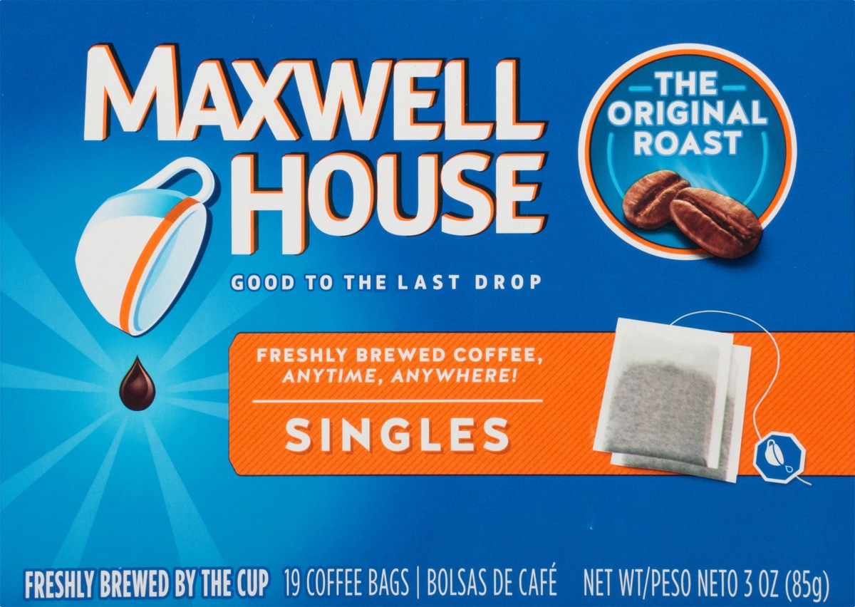 slide 7 of 7, Maxwell House The Original Roast Coffee Singles, 19 ct Bags, 3 oz