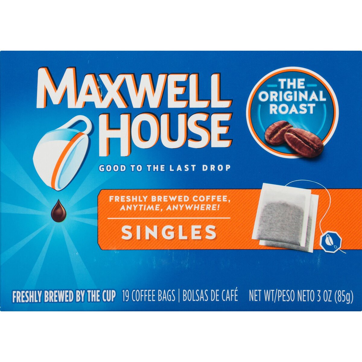 slide 4 of 7, Maxwell House The Original Roast Coffee Singles, 19 ct Bags, 3 oz