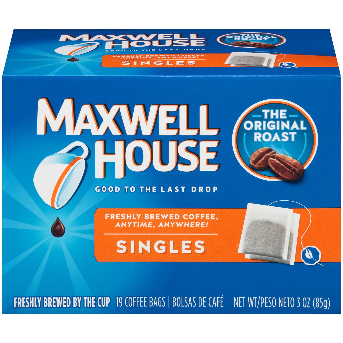 slide 1 of 7, Maxwell House The Original Roast Coffee Singles, 19 ct Bags, 3 oz