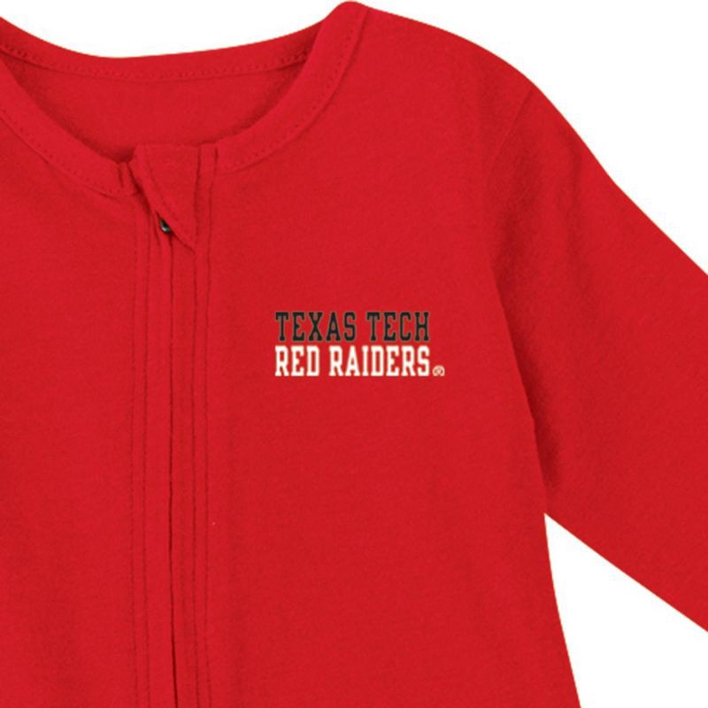 slide 3 of 3, NCAA Texas Tech Red Raiders Infant Boys' Sleeper Bodysuit - 6-9M: Cotton-Polyester Blend, Long Sleeve, 1 ct