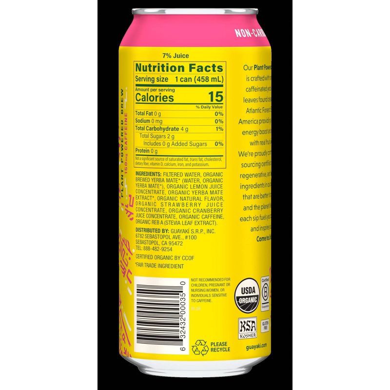 slide 2 of 2, Guayaki Yerba Mate Berry Lemonade - 15.5 fl oz Can, 15.5 fl oz