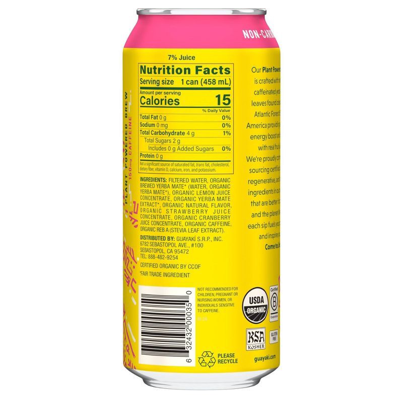 slide 2 of 2, Guayaki Yerba Mate Berry Lemonade - 15.5 fl oz Can, 15.5 fl oz