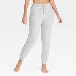 Women's Fleece Jogger Pants - Auden™ Gray S: Tapered Leg, Front Tie