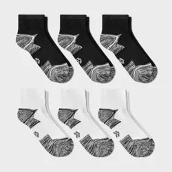 Boys' 6pk Ankle Socks - All In Motion™ White/Black M: Arch Support, Cushioned Heel, Smooth Seams