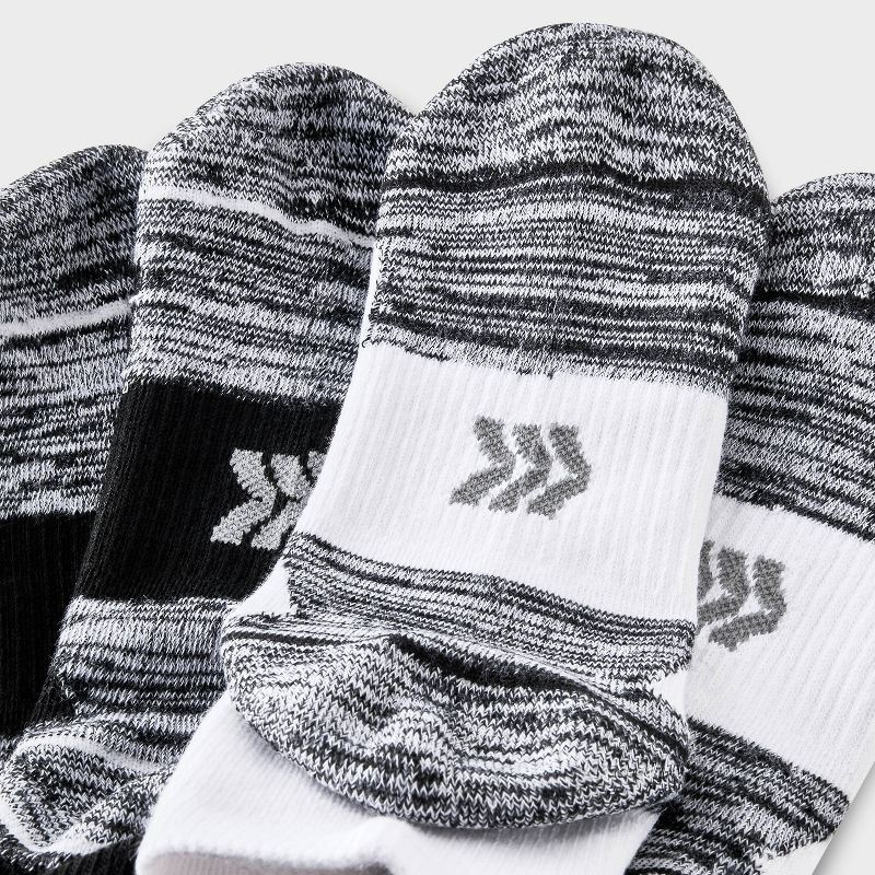 slide 3 of 3, Boys' 6pk Ankle Socks - All In Motion™ White/Black L, 6 ct