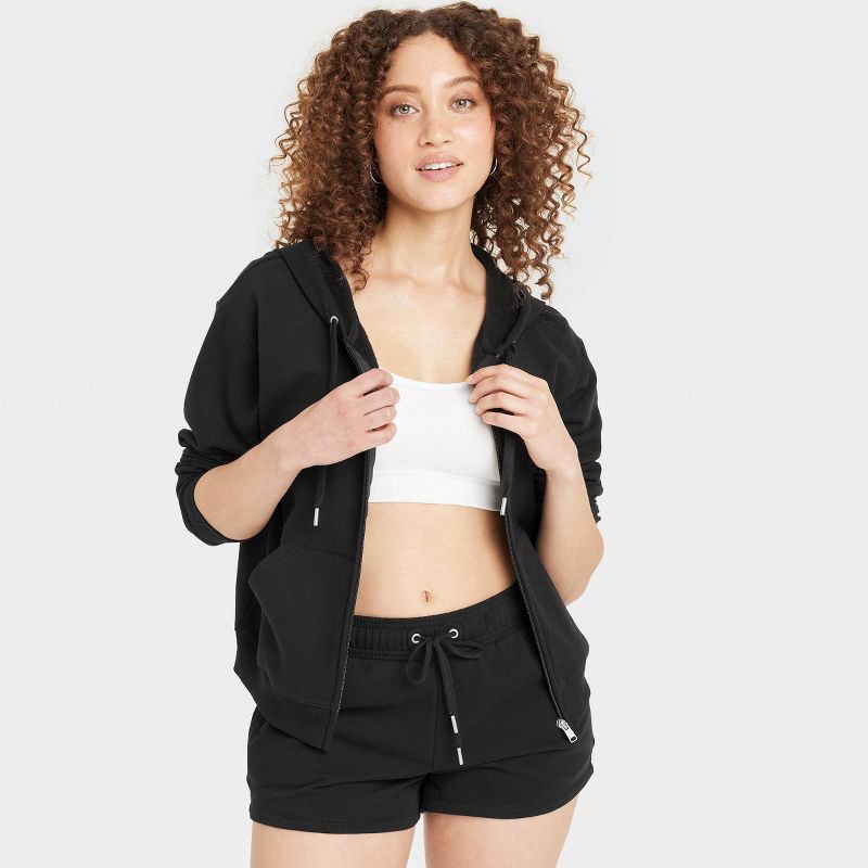 slide 3 of 3, Women's Fleece Shorts - Auden™ Black XXL: Midweight, Side Pocket, 3" Inseam, 1 ct