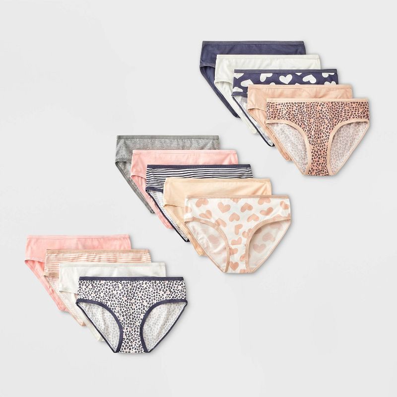 slide 1 of 4, Girls' 14pk 'Leopard' Hipster Underwear - Cat & Jack™ Cream 4, 14 ct