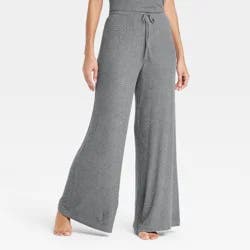 Women's Cozy Ribbed Wide Leg Pants - Auden™ Dark Gray XL: Relaxed Fit, Mid Rise, Abstract Pattern