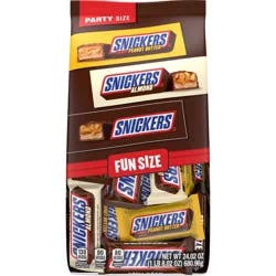 Snickers Milk Chocolate, Peanut Butter, & Almond Candy Bars Fun Size Variety Pack, Party Size - 24.02oz/35ct Bulk Bag