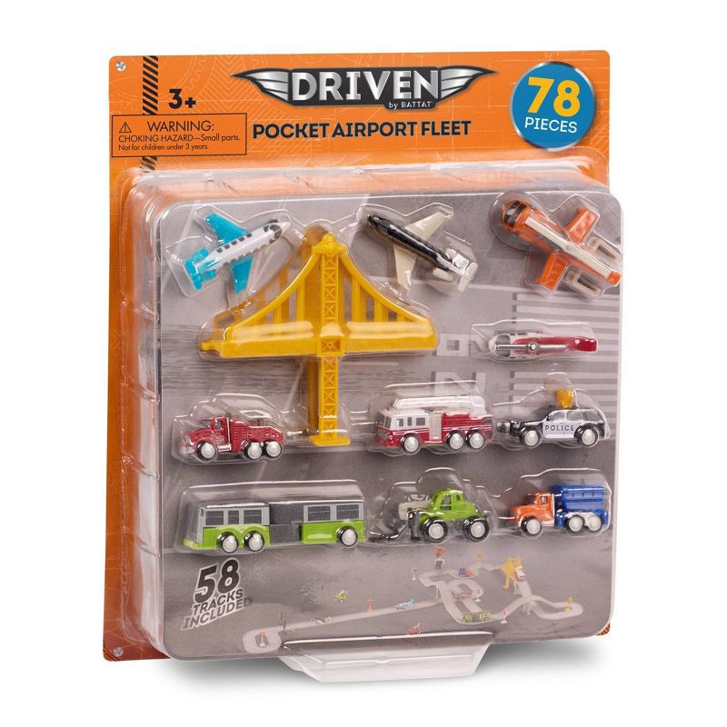 slide 9 of 9, DRIVEN by Battat – Pocket Airplane City Service Playset: Construction Vehicle & Truck Toy, 22 Pieces, 22 ct