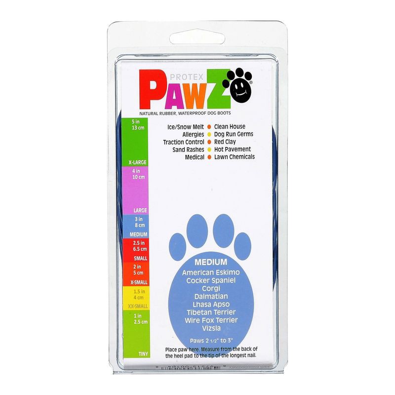 slide 2 of 11, Pawz 12pc Rubber Dog Boots - Blue M, 12 ct