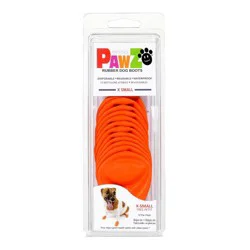 Pawz 12pc Rubber Dog Boots - Orange XS