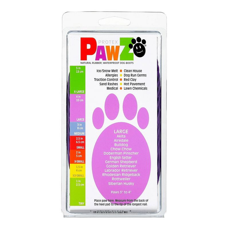 slide 2 of 8, Pawz 12pc Rubber Dog Boots - Purple L, 12 ct