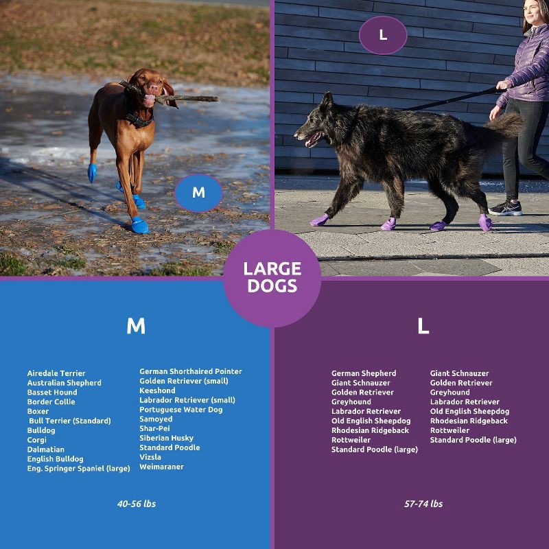 slide 8 of 8, Pawz 12pc Rubber Dog Boots - Purple L, 12 ct