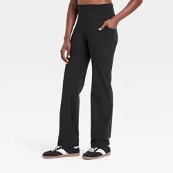 Women's Dynamic Flex High-Rise Pocketed Straight Leg Pants - All In Motion™ Black XS: Moisture Wicking, UPF 50+