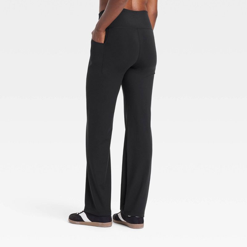 slide 2 of 6, Women's Dynamic Flex High-Rise Pocketed Straight Leg Pants - All In Motion™ Black S: Moisture Wicking, Quick Dry, UPF 50+, 1 ct