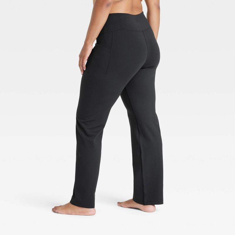 slide 4 of 6, Women's Dynamic Flex High-Rise Pocketed Straight Leg Pants - All In Motion™ Black S: Moisture Wicking, Quick Dry, UPF 50+, 1 ct